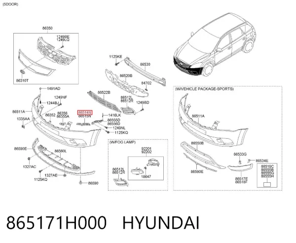 Consola do pára-choque dianteiro esquerdo 865171H000 Hyundai/Kia