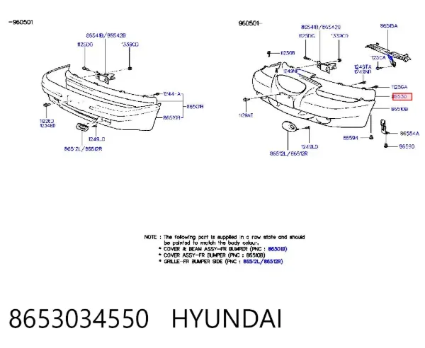 Reforçador do pára-choque dianteiro Hyundai Sonata III