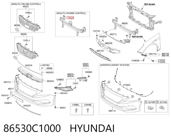 Reforçador do pára-choque dianteiro Hyundai Sonata VII