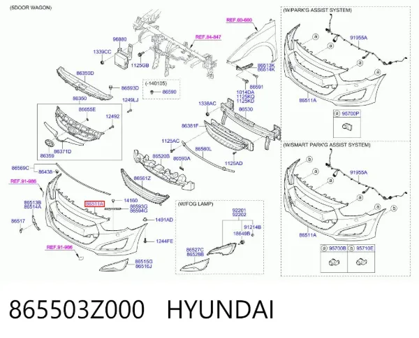 Pára-choque dianteiro 865503Z000 Hyundai/Kia