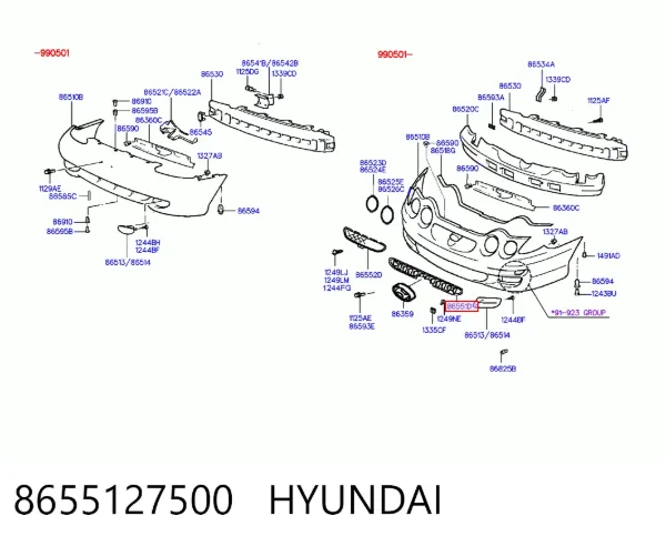 Grelha do radiador Hyundai Coupe I