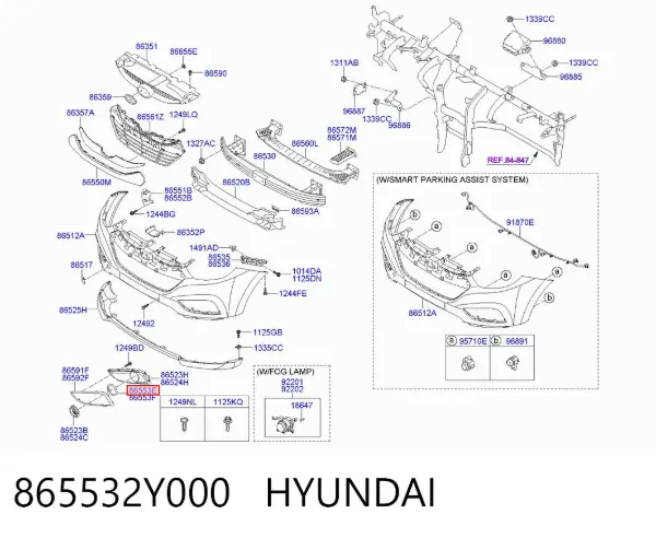Borda (orla) das luzes de nevoeiro esquerda 865532Y000 Hyundai/Kia