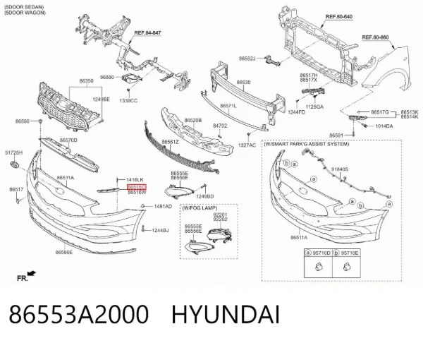 Consola do pára-choque dianteiro esquerdo 86553A2000 Hyundai/Kia