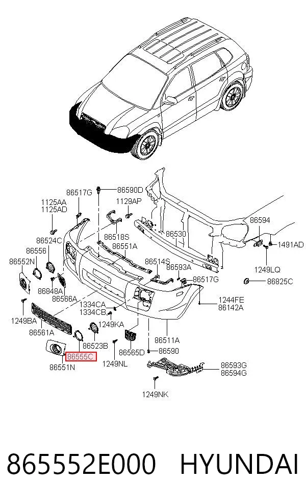 Borda (orla) das luzes de nevoeiro esquerda 865552E000 Hyundai/Kia