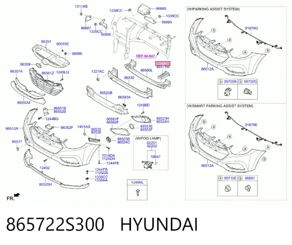 Consola de reforçador do pára-choque dianteiro 865722S300 Hyundai/Kia