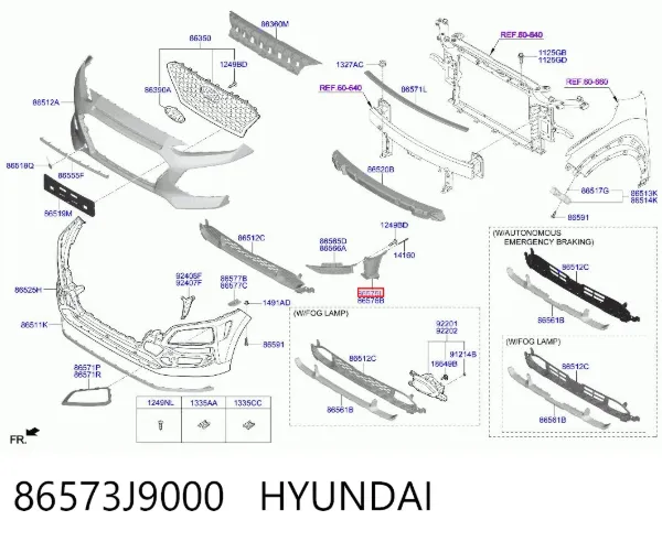 Defletor esquerdo do pára-choque dianteiro 86573J9000 Hyundai/Kia