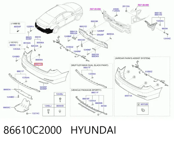 Pára-choque traseiro Hyundai Sonata VII