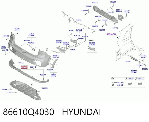 Pára-choque traseiro 86610Q4030 Hyundai/Kia