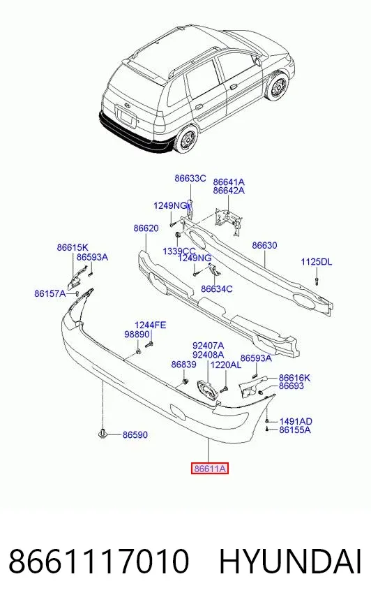 Pára-choque traseiro 8661117010 Hyundai/Kia