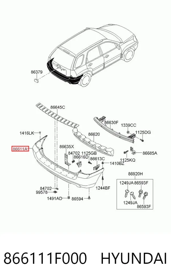 Pára-choque traseiro 866111F000 Hyundai/Kia