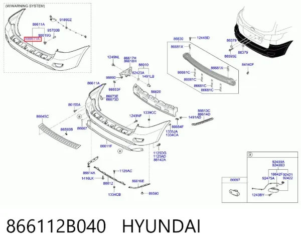 Pára-choque traseiro 866112B040 Hyundai/Kia