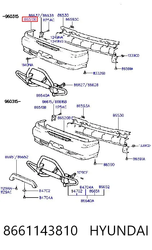 Pára-choque dianteiro 8661143810 Hyundai/Kia