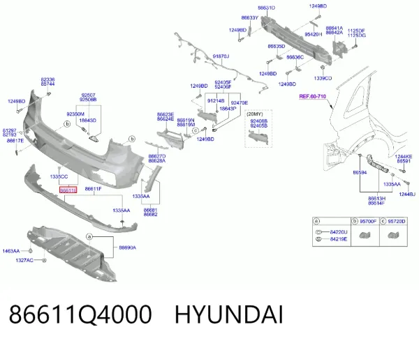 Pára-choque traseiro 86611Q4000 Hyundai/Kia