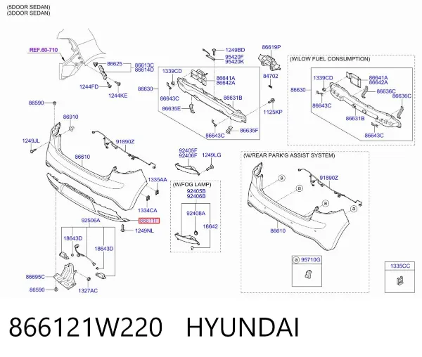 Pára-choque traseiro, parte inferior 866121W220 Hyundai/Kia