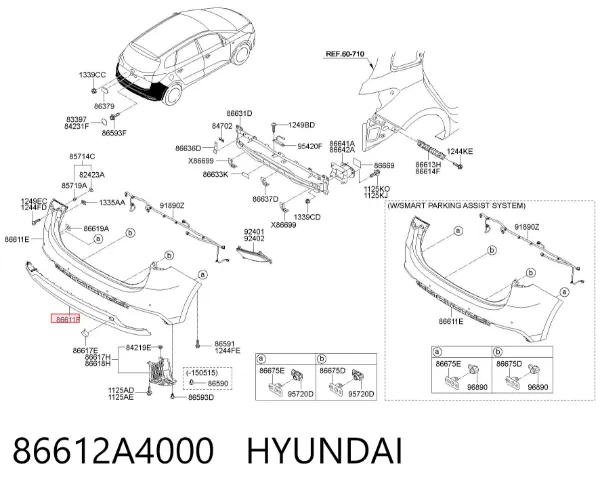 Pára-choque traseiro, parte inferior 86612A4000 Hyundai/Kia