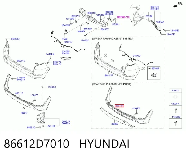 Pára-choque traseiro, parte inferior 86612D7010 Hyundai/Kia