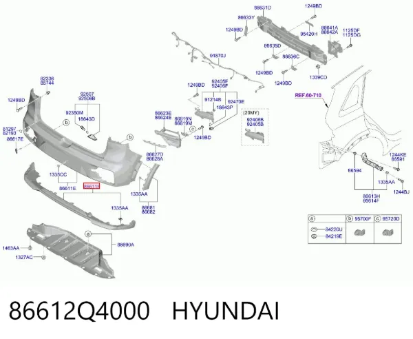 Pára-choque traseiro, parte inferior 86612Q4000 Hyundai/Kia