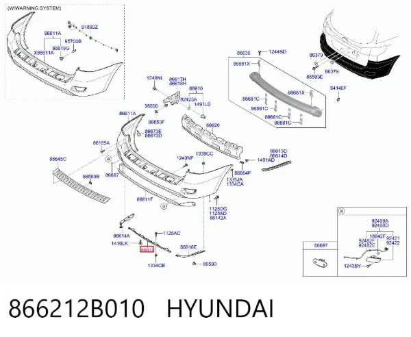 Moldura central do pára-choque traseiro 866212B010 Hyundai/Kia