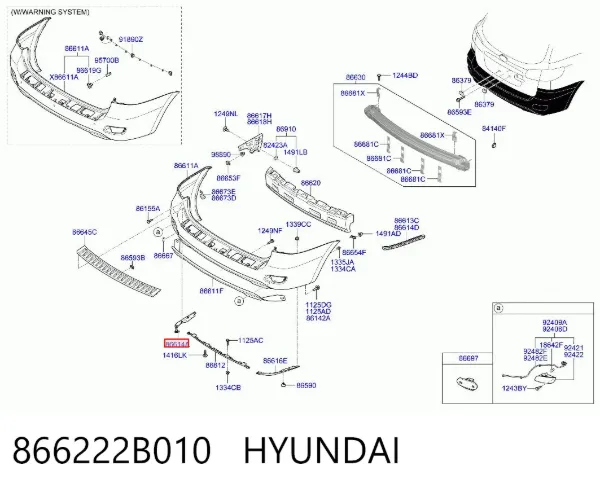 Moldura esquerda do pára-choque traseiro 866222B010 Hyundai/Kia