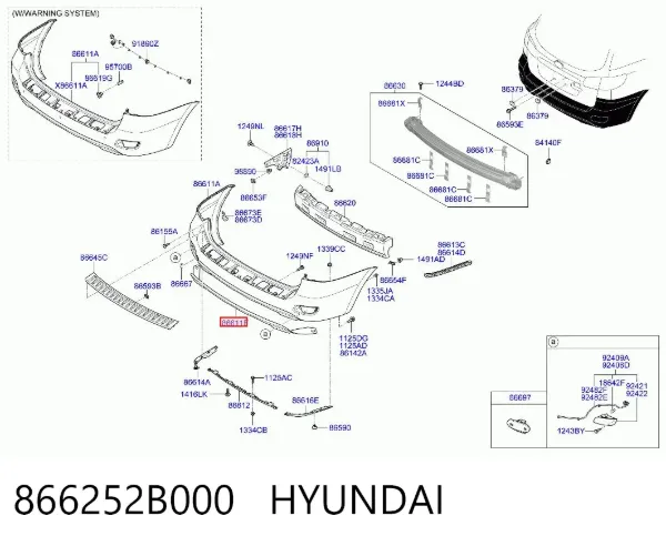 Spoiler do pára-choque traseiro 866252B000 Hyundai/Kia