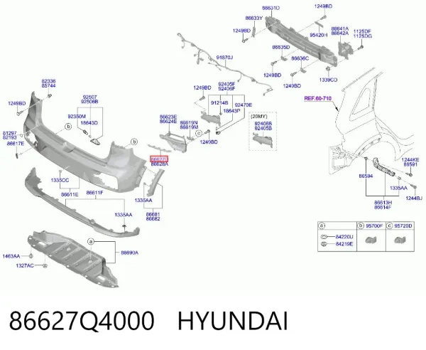 Moldura esquerda do pára-choque traseiro 86627Q4000 Hyundai/Kia