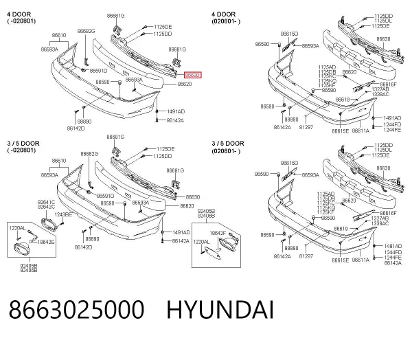 Reforçador do pára-choque traseiro Hyundai Accent II