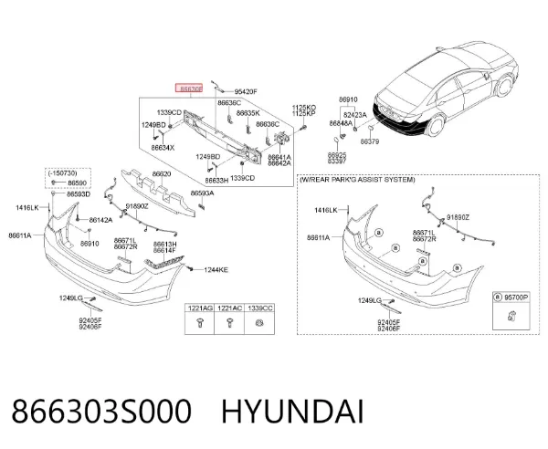 Reforçador do pára-choque traseiro Hyundai Sonata VI