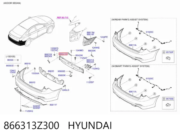 Reforçador do pára-choque traseiro Hyundai I40 I