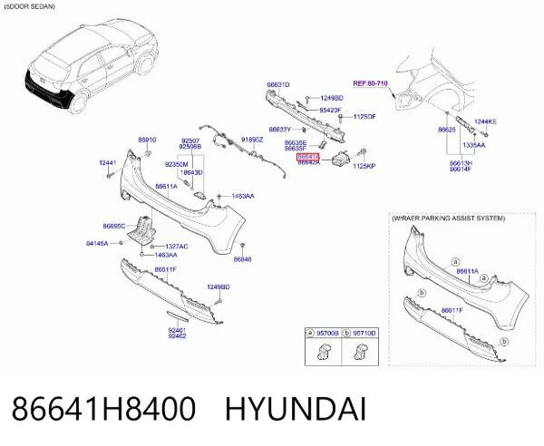 Consola de reforçador do pára-choque traseiro 86641H8400 Hyundai/Kia