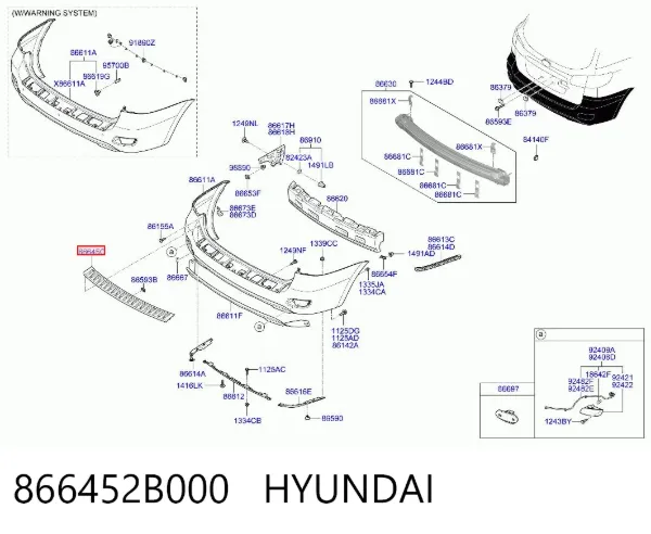 Placa sobreposta do pára-choque traseiro superior de proteção (degrau-grampo dobrável) 866452B000 Hyundai/Kia