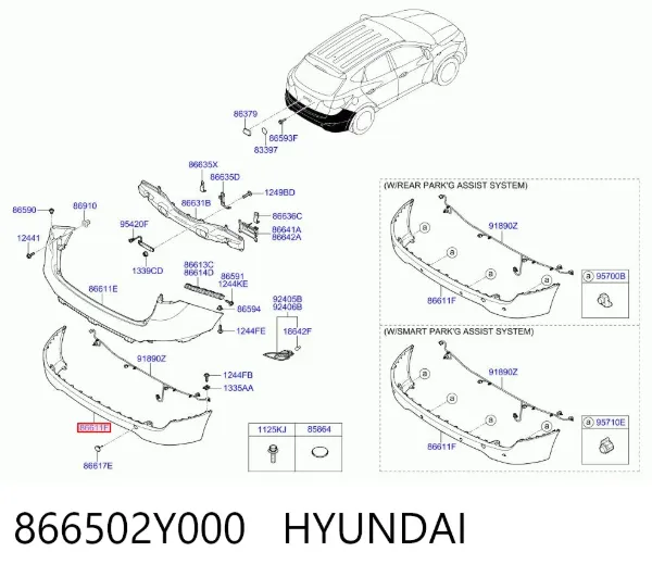 Pára-choque traseiro, parte inferior 866502Y000 Hyundai/Kia