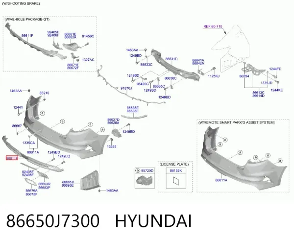 Pára-choque traseiro, parte inferior 86650J7300 Hyundai/Kia