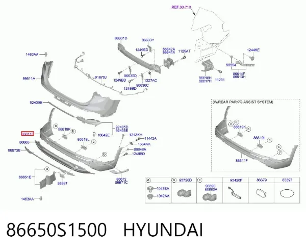 Pára-choque traseiro, parte inferior 86650S1500 Hyundai/Kia