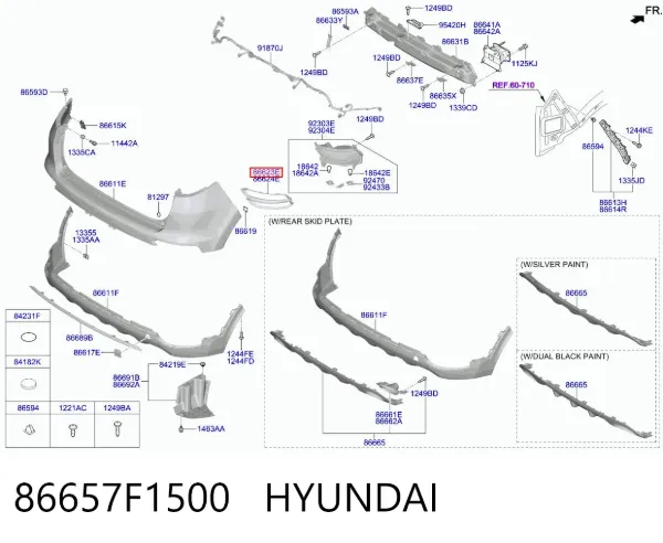 Borda (orla) das luzes de nevoeiro traseiras esquerdas 86657F1500 Hyundai/Kia