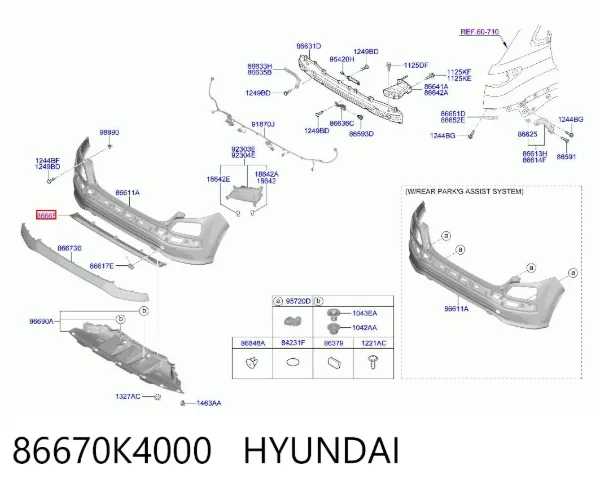 Proteção do pára-choque traseiro 86670K4000 Hyundai/Kia