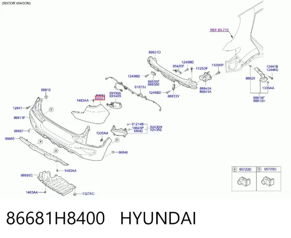 Pára-choque traseiro, parte esquerda 86681H8400 Hyundai/Kia