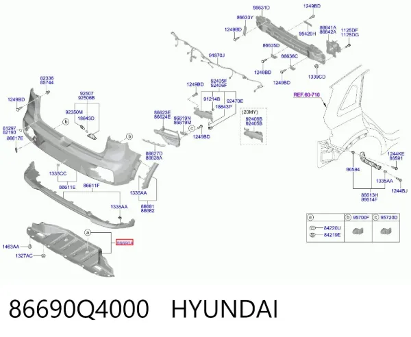 Proteção do pára-choque traseiro 86690Q4000 Hyundai/Kia