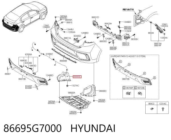 Proteção do pára-choque traseiro 86695G7000 Hyundai/Kia