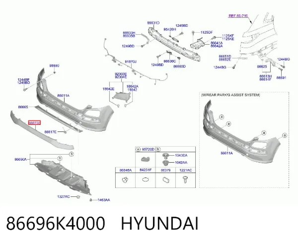 Moldura do pára-choque traseiro 86696K4000 Hyundai/Kia