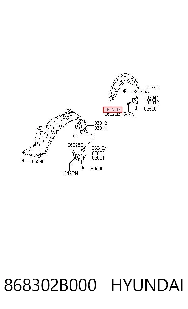 Guarda-barras do pára-lama traseiro esquerdo 868302B000 Hyundai/Kia