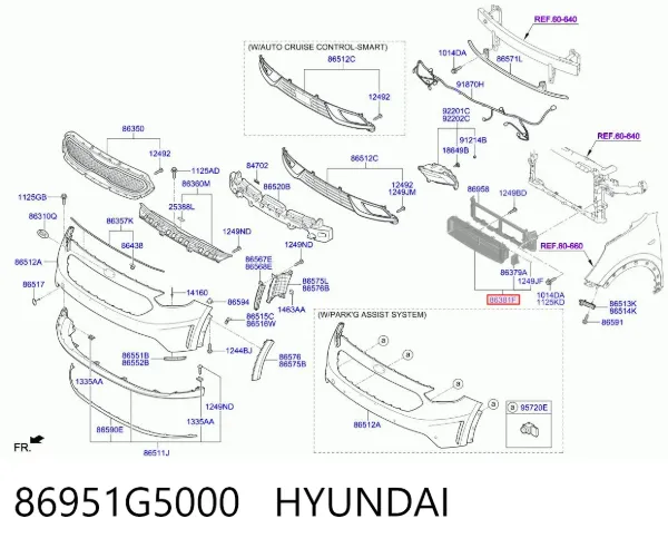 Perciana do radiador de esfriamento 86951G5000 Hyundai/Kia