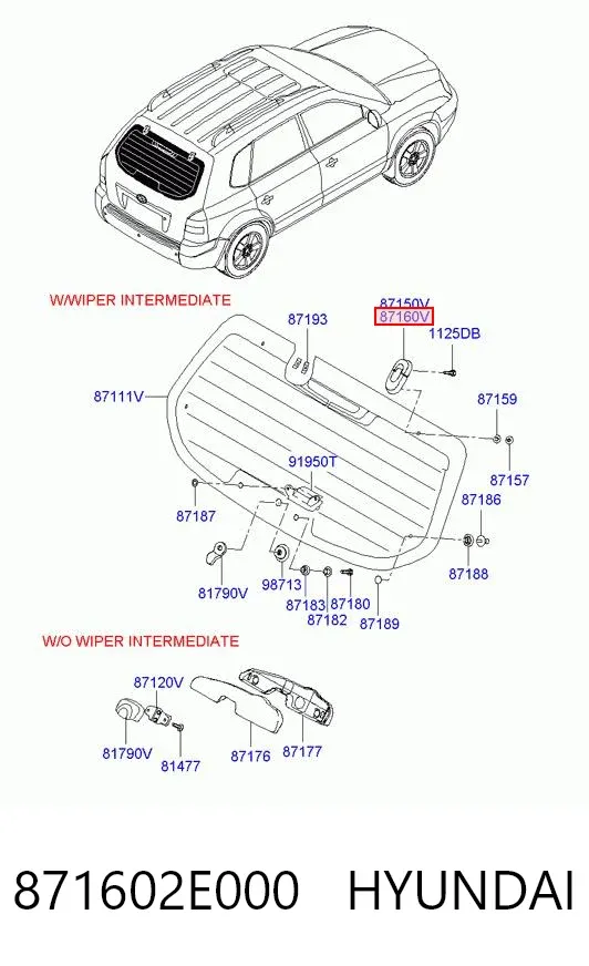 Gozno de vidro de porta-malas (de 3ª/5ª porta traseira) 871602E000 Hyundai/Kia