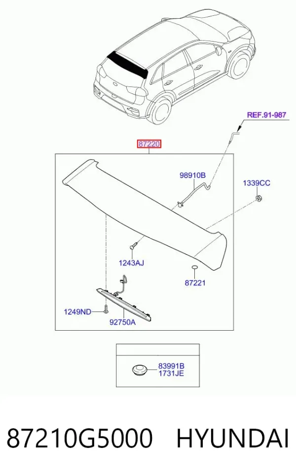Spoiler de porta-malas (de 3ª/5ª porta traseira) 87210G5000 Hyundai/Kia