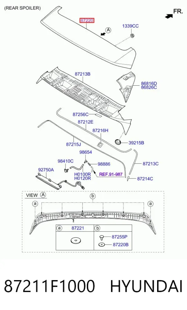 Spoiler de porta-malas (de 3ª/5ª porta traseira) 87211F1000 Hyundai/Kia