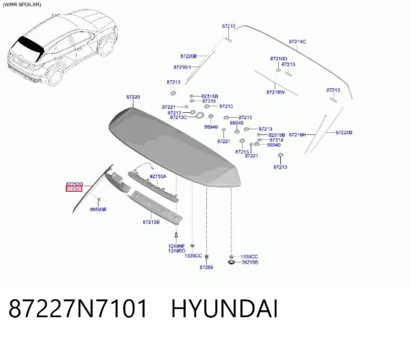 Spoiler de porta-malas (de 3ª/5ª porta traseira) 87227N7101 Hyundai/Kia