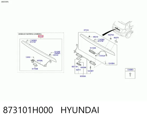 Placa sobreposta de tampa de porta-malas 873101H000 Hyundai/Kia