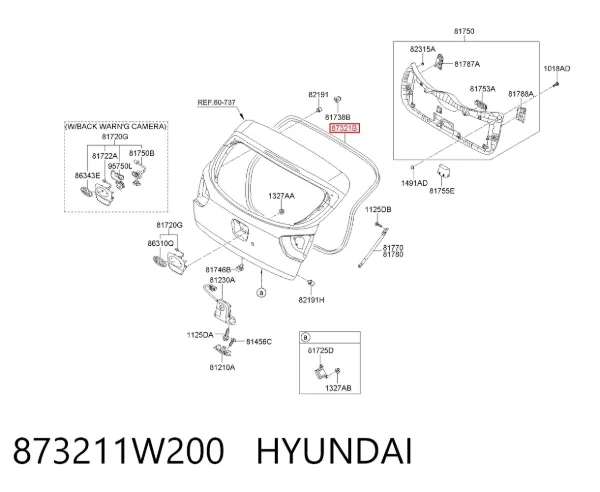 Compactador de porta-malas (de 3ª/5ª porta traseira) 873211W200 Hyundai/Kia
