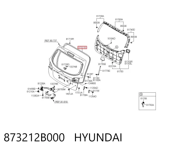 Compactador de porta-malas (de 3ª/5ª porta traseira) 873212B000 Hyundai/Kia