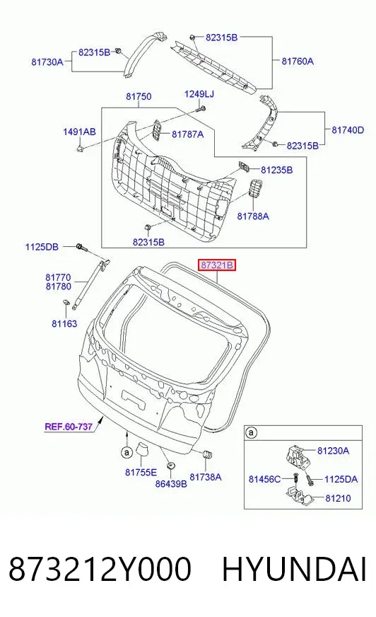 Compactador de porta-malas (de 3ª/5ª porta traseira) 873212Y000 Hyundai/Kia