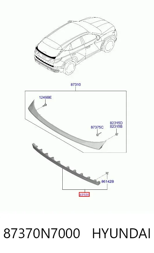 Moldura da porta traseira (de 3º/5º bagageiro) 87370N7000 Hyundai/Kia